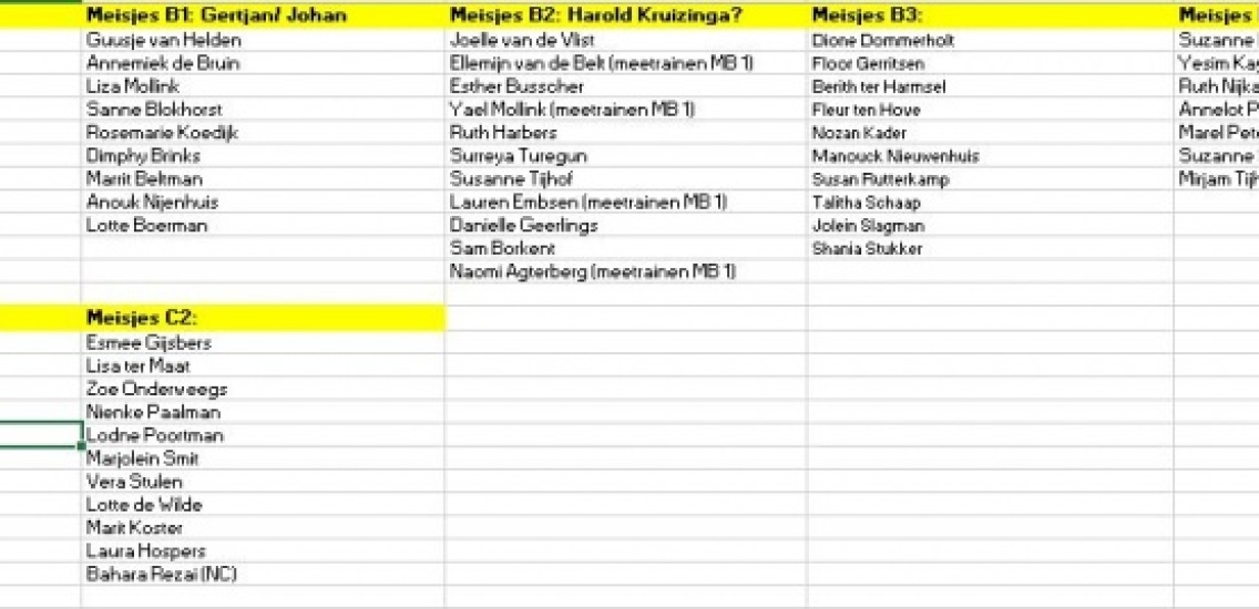 Foto bij Voorlopige teamindeling is bekend.